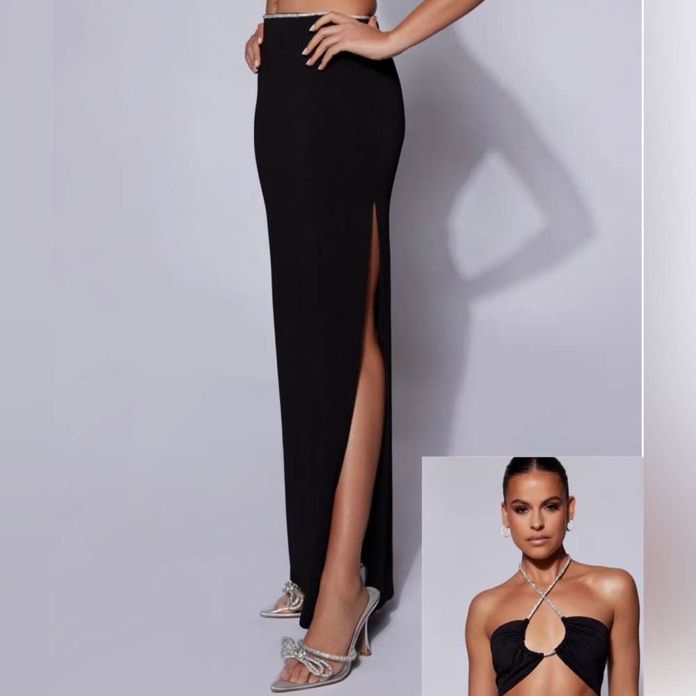 Meshki Sweeney Diamante Maxi Skirt with Slit